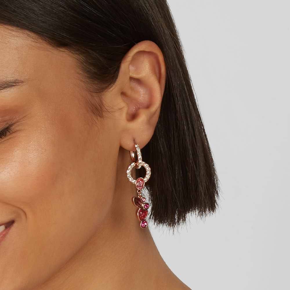 Stroili Damen-Hängeohrringe violett Modeschmuck und rosa Kristalle 1674356