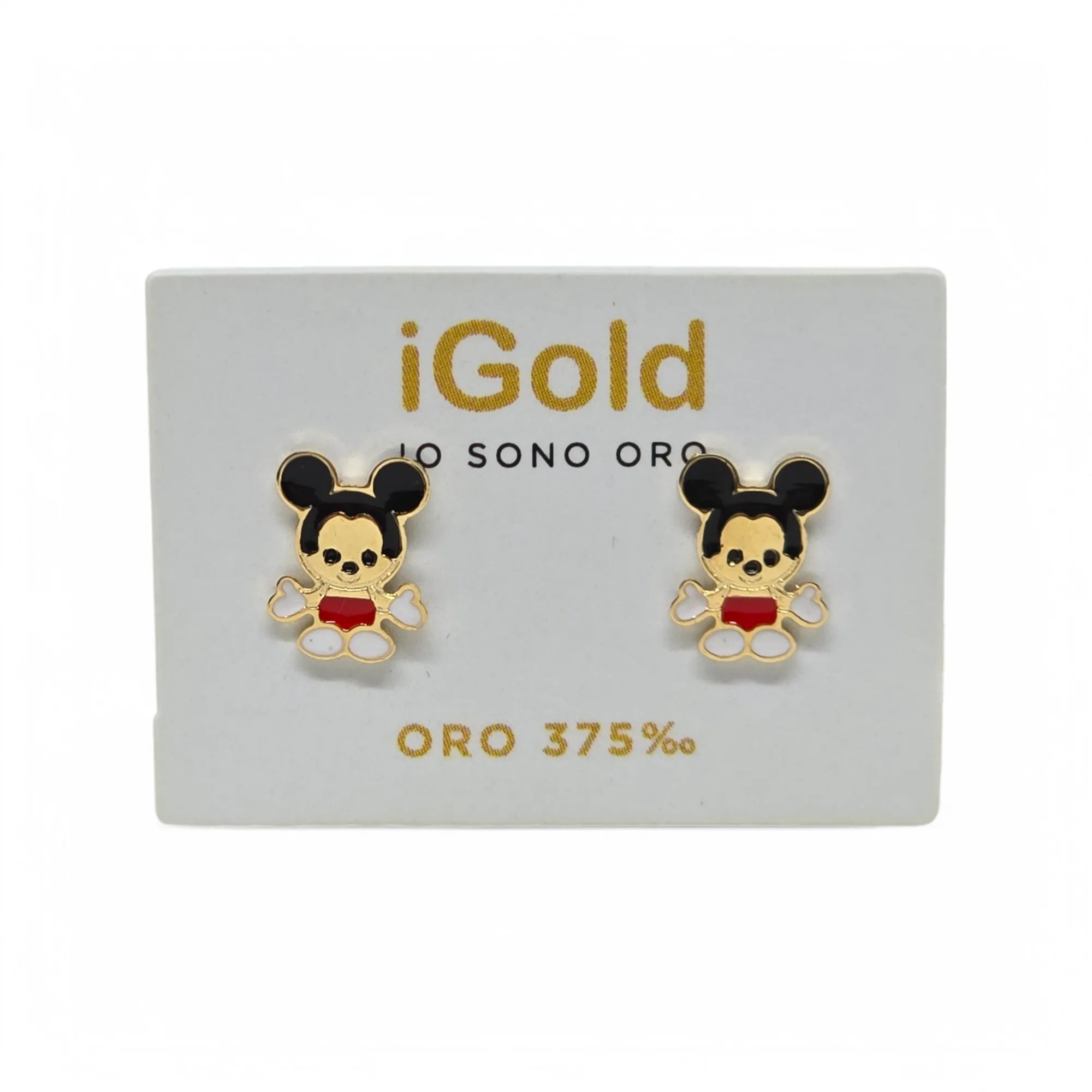 Orecchini Topolino in Oro Giallo 9kt 375 Magia Disney e Eleganza