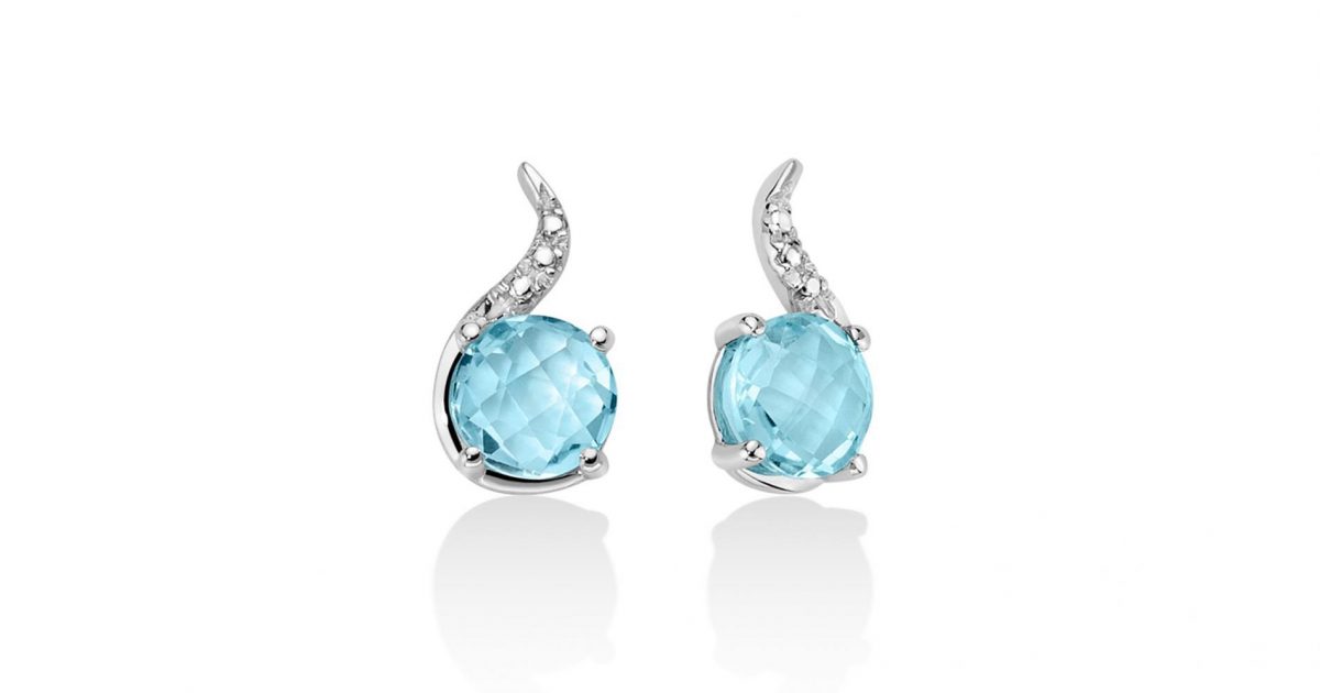 Orecchini Yukiko oro bianco 9 Kt con gemma del cielo erd2526yx