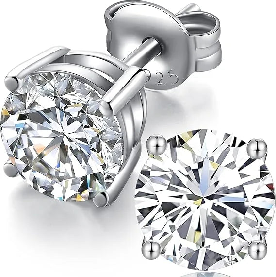 Orecchini a Bottone in Argento Sterling 925 con Zirconi Cubici 4-12 mm
