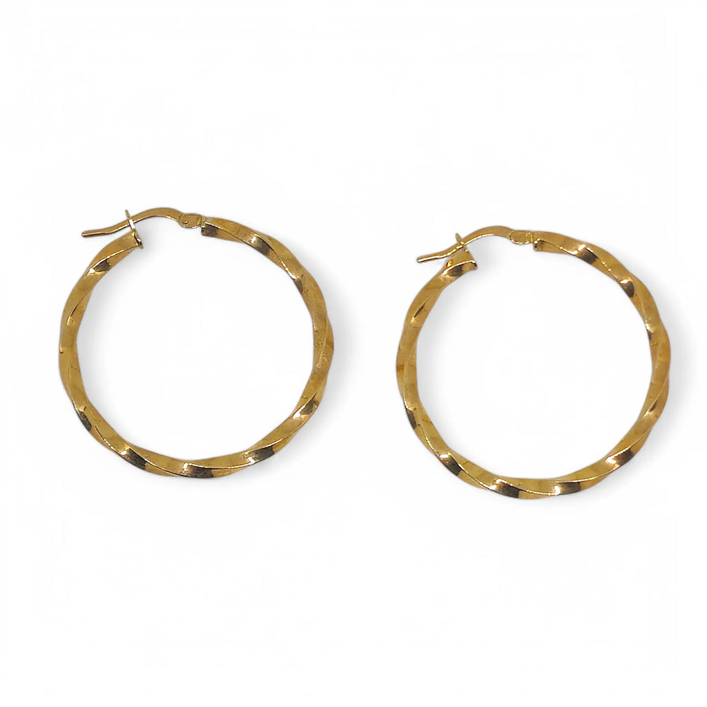 Orecchini a Cerchio in Oro 9kt 375 Design Intrecciato e Luminoso