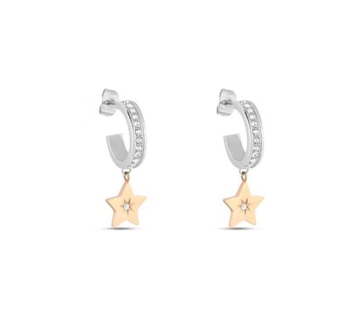 Orecchini a cerchio Lady Chic Acciaio e cristalli Bicolore Stella 1674561