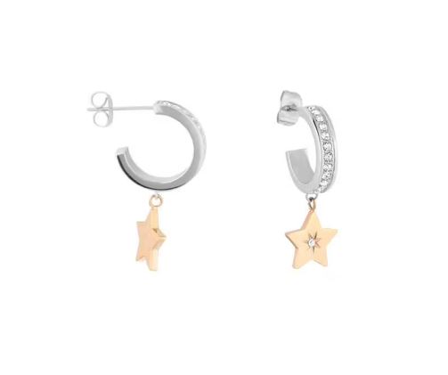 Orecchini a cerchio Lady Chic Acciaio e cristalli Bicolore Stella 1674561