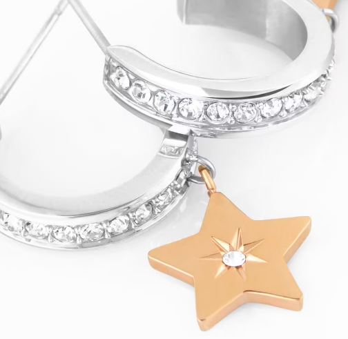 Orecchini a cerchio Lady Chic Acciaio e cristalli Bicolore Stella 1674561