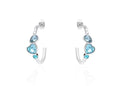 Orecchini a cerchio in metallo rodiato con cuore pietre azzurre e strass 1668621