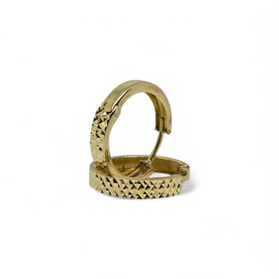 Boucles d'oreilles créoles travaillées en or jaune 9 kt pour homme
