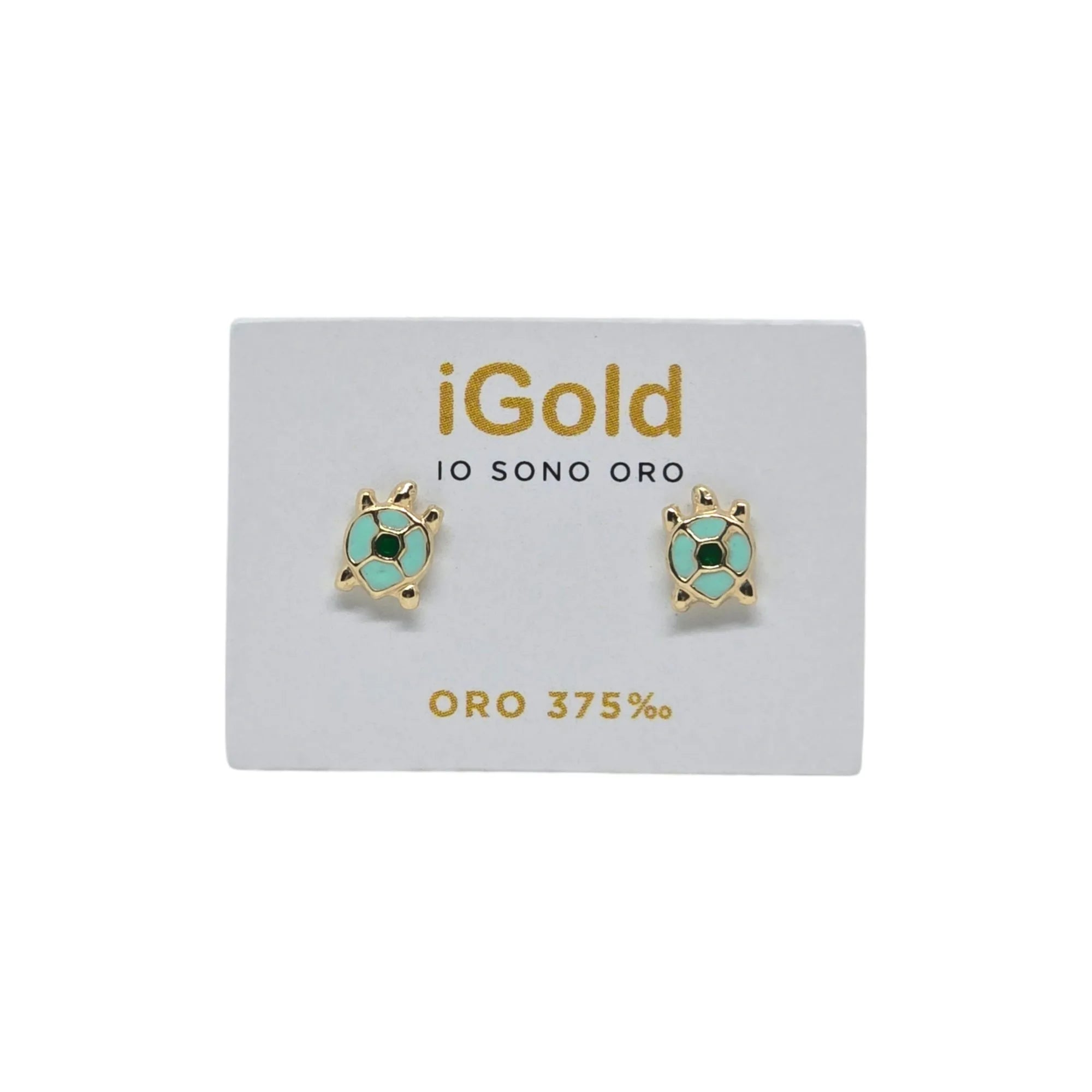 Orecchini a forma di tartaruga bambina in oro giallo 9 kt