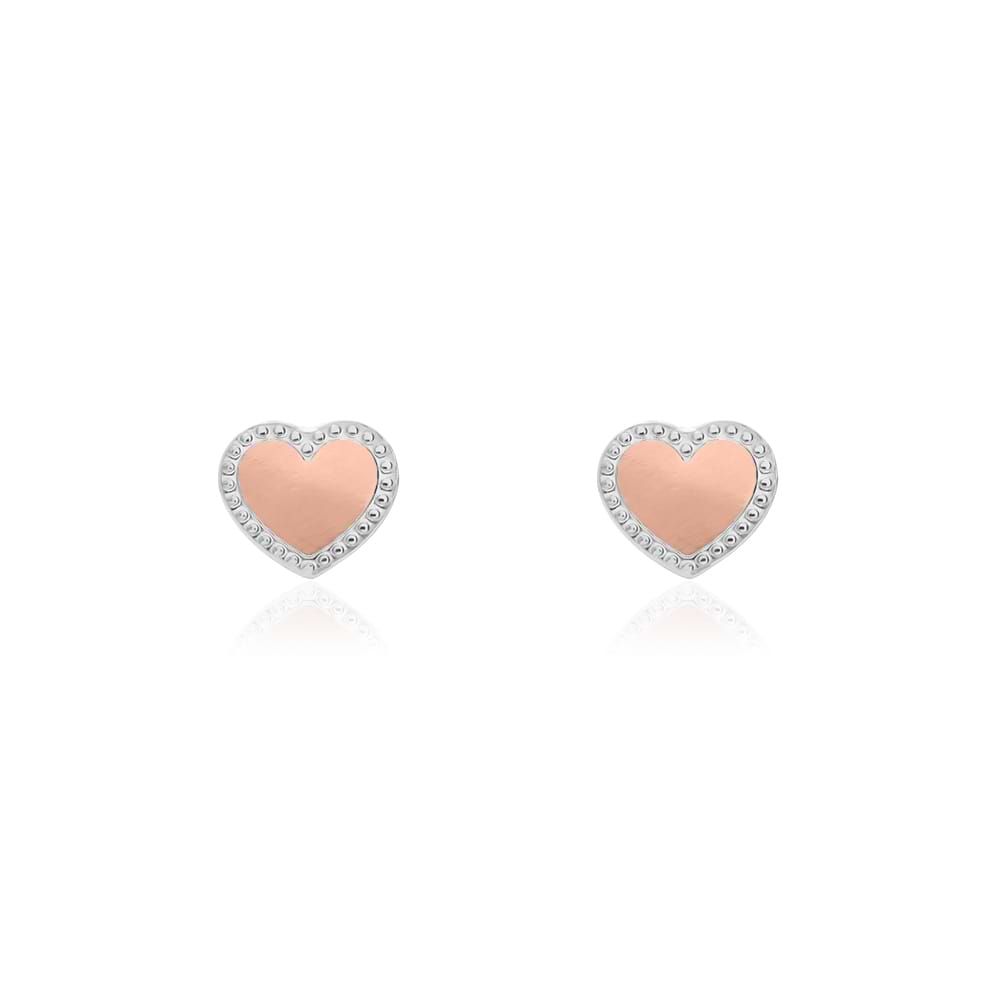 Orecchini a lobo in bronzo rosato forma cuore