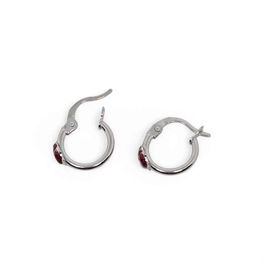 Orecchini bambina a cerchio con coccinella in Oro bianco 9kt