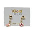 Orecchini bambina in Oro Giallo 9kt 375 con fiore pendente
