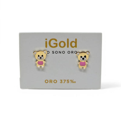 Kinderohrringe aus 9 kt 375 Gelbgold mit Teddybär