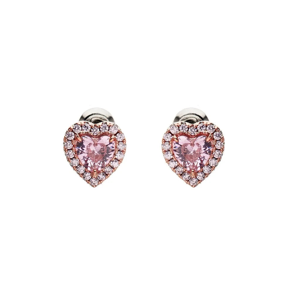 Orecchini donna Ottaviani con cuori in zirconi rosa
