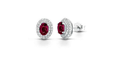 Boucles d'oreilles femme Pg gioielli en or blanc 18 carats, diamants et rubis ormamboo/1r