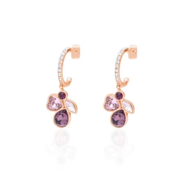 Orecchini donna Stroili a cerchio in metallo rosato con cuore pietre rosa e strass 1668622
