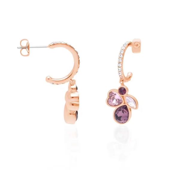 Orecchini donna Stroili a cerchio in metallo rosato con cuore pietre rosa e strass 1668622