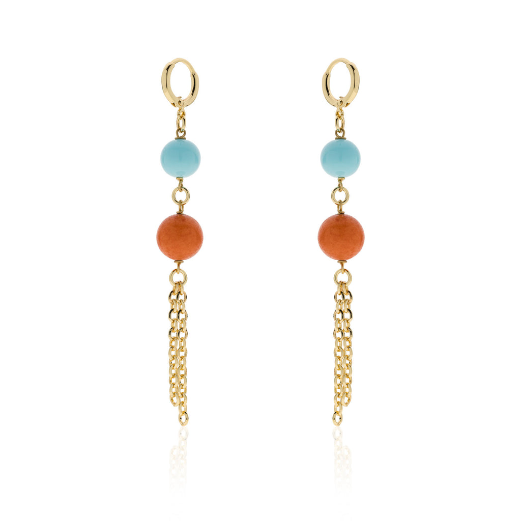 Orecchini donna Unoaerre con perle corallo e turchese 2313