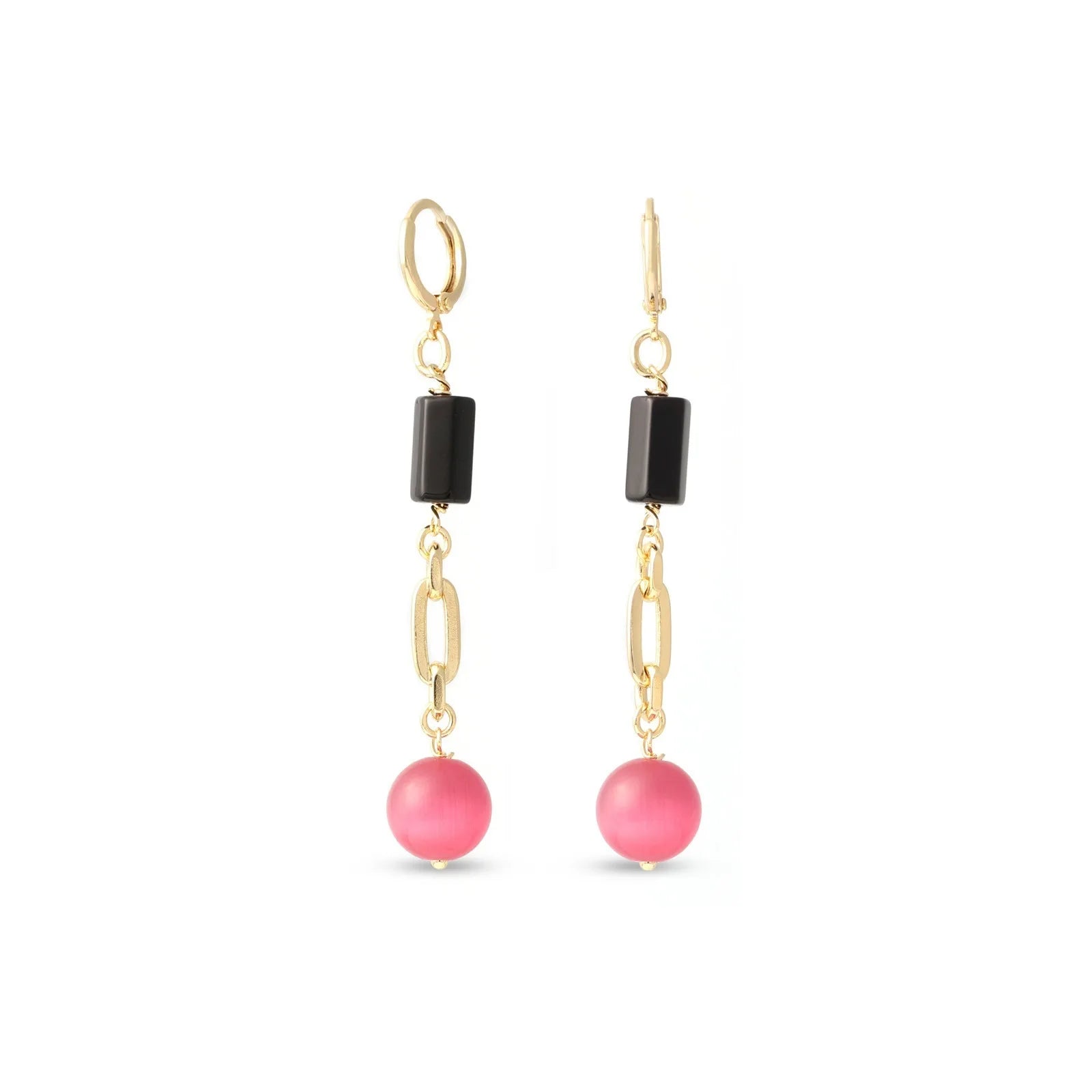 Orecchini donna Unoaerre pendenti con sfere rosa in bronzo 2561