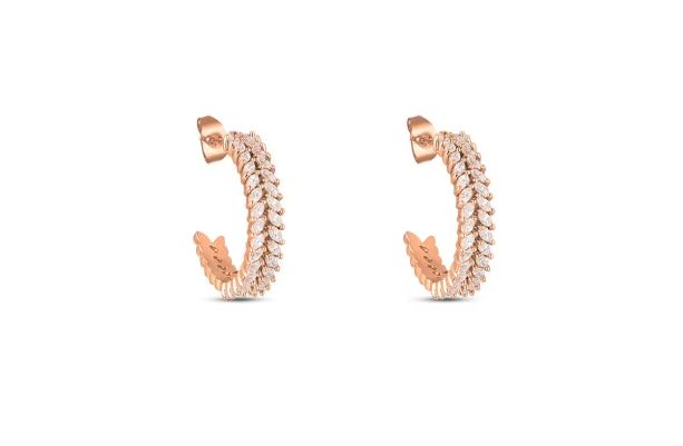 Orecchini donna a cerchio Romantic Shine Bijoux Rosa e Cristalli 1674397