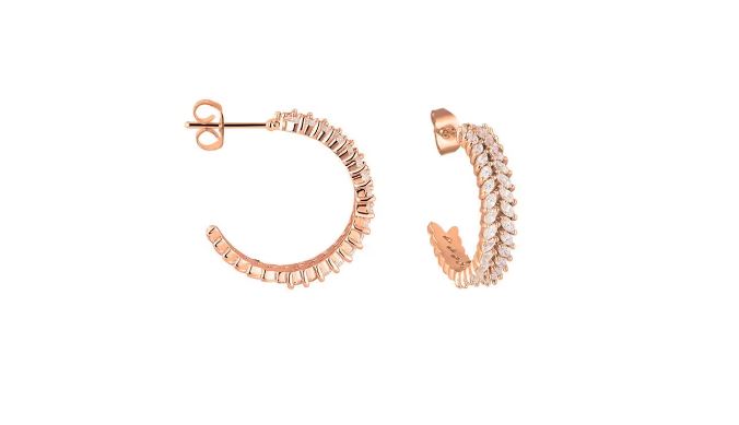 Orecchini donna a cerchio Romantic Shine Bijoux Rosa e Cristalli 1674397