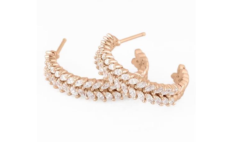 Orecchini donna a cerchio Romantic Shine Bijoux Rosa e Cristalli 1674397
