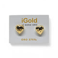 Orecchini donna a lobo con cuore in oro giallo 9kt
