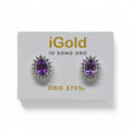 Orecchini donna con pietra viola in oro bianco 9 kt