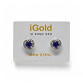 Orecchini donna forma cuore con pietra blu in oro bianco 9 kt