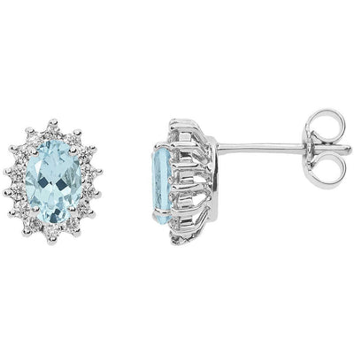 Damenohrringe Comete Schmuck aus Weißgold, Diamanten und Aquamarin ORQ 248