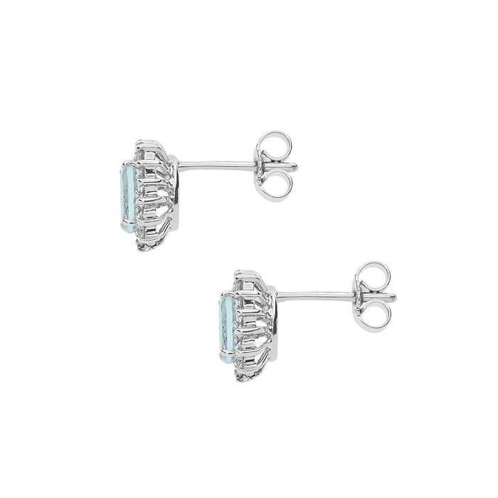 Orecchini donna gioielli Comete in oro bianco diamanti e acquamarina orq 248