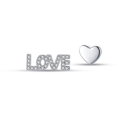 Orecchini donna in argento con scritta " love " gioielli Melitea mo218