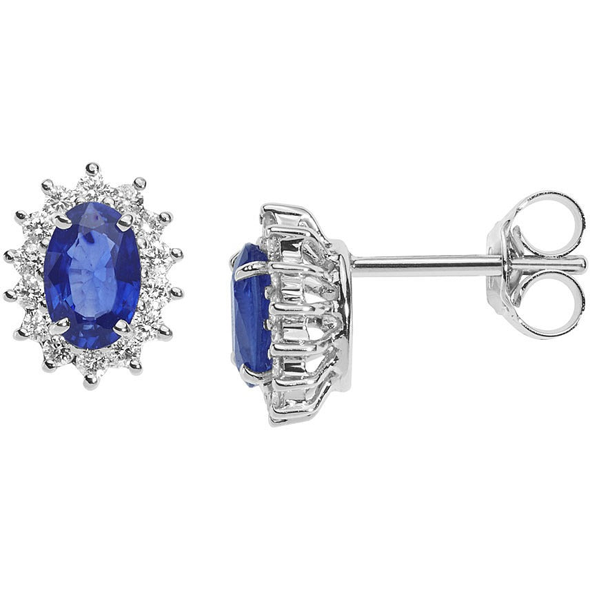 Orecchini donna in oro bianco diamanti e zaffiro gioielli Comete orb 1022