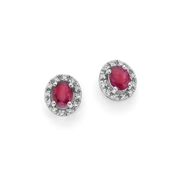 Orecchini donna marchio Donnaoro in oro bianco e diamanti con rubino rosso DHOR9854.012