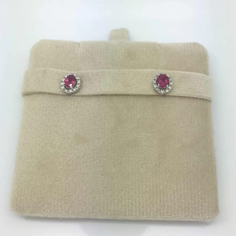 Orecchini donna marchio Donnaoro in oro bianco e diamanti con rubino rosso DHOR9854.012