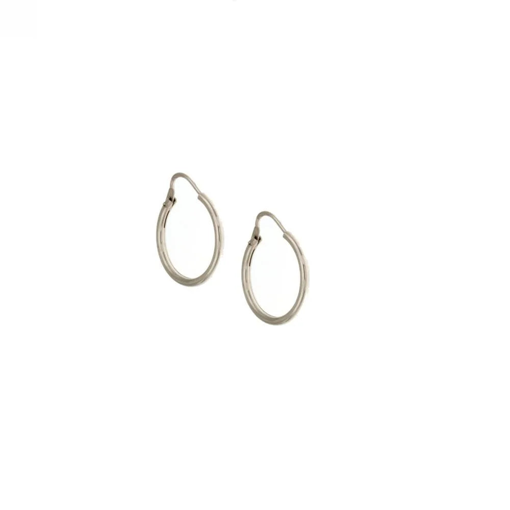 Orecchini donna oro 18 kt bianco Cerchi a canna liscia