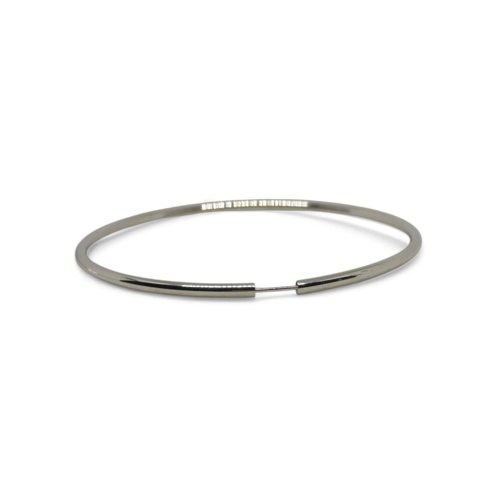 Orecchini donna oro bianco 18 kt Cerchi a canna liscia