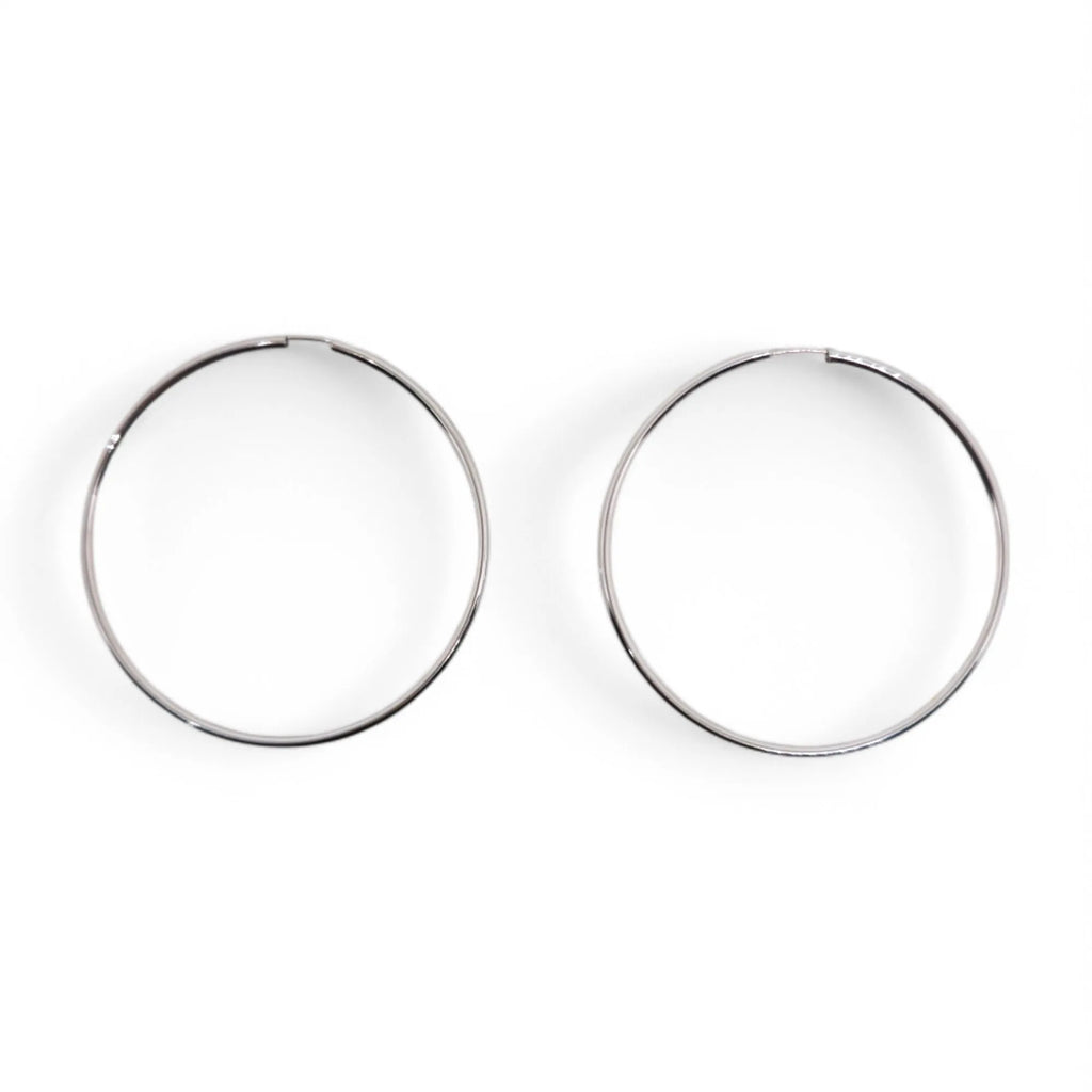 Orecchini donna oro bianco 18 kt Cerchi a canna liscia