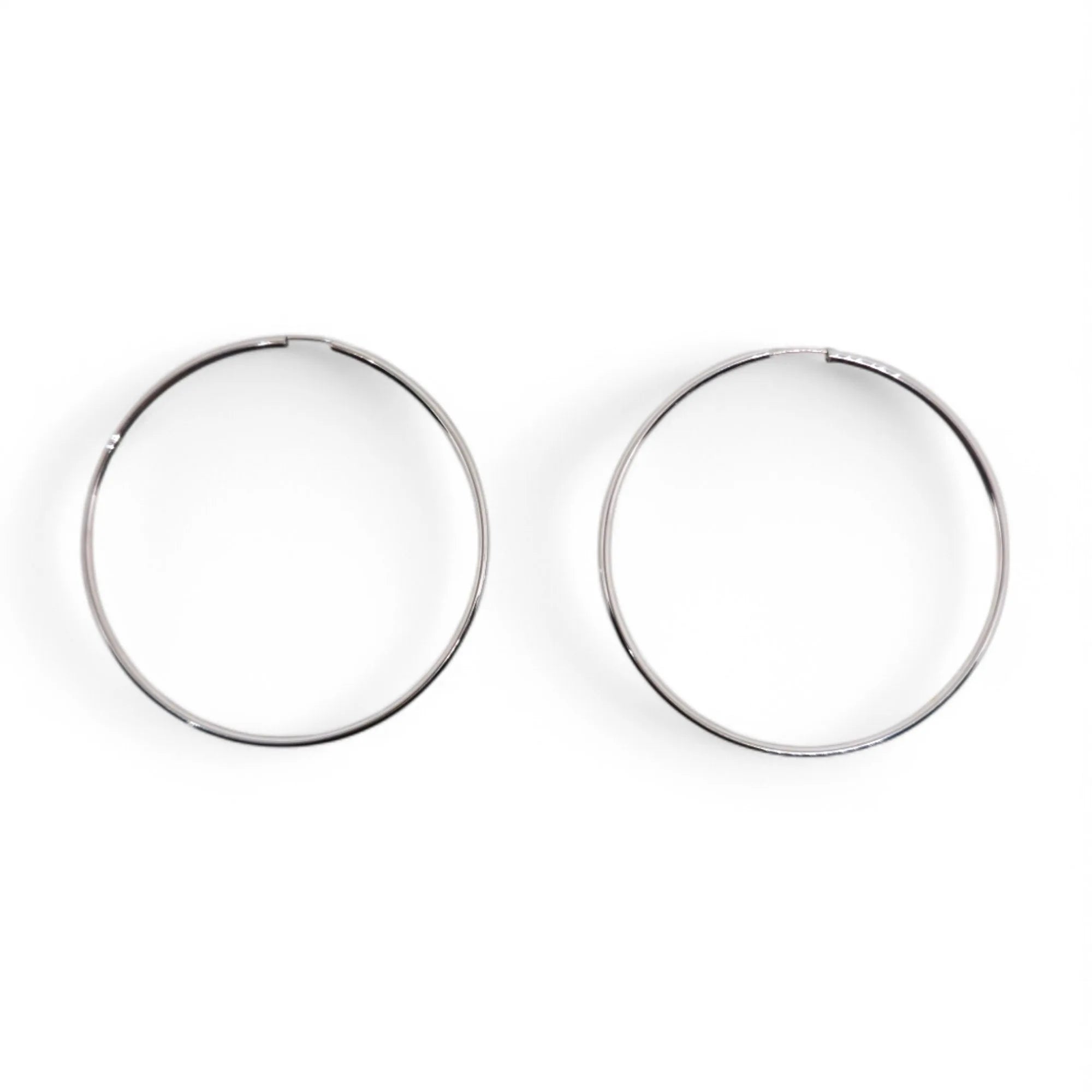 Orecchini donna oro bianco 18 kt Cerchi a canna liscia