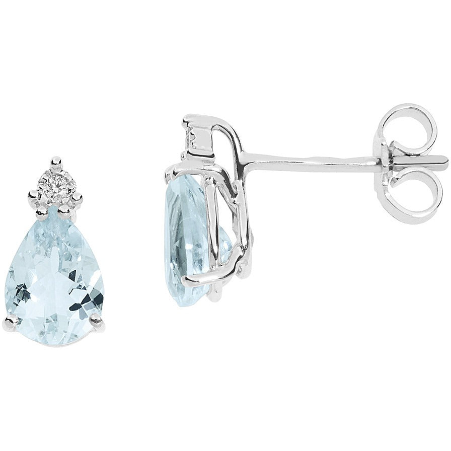 Orecchini donna oro bianco con diamante gioielli Comete Fantasia Di Acquamarina orq 242