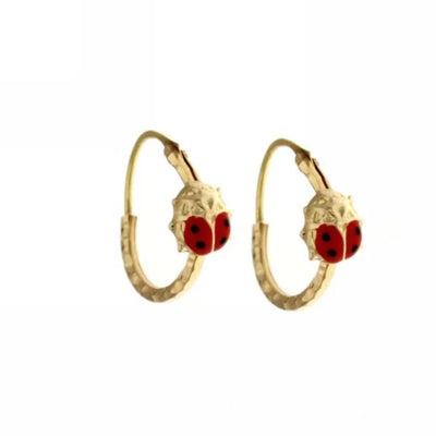 Boucles d'oreilles femme or jaune 18 carats Cercles coccinelle