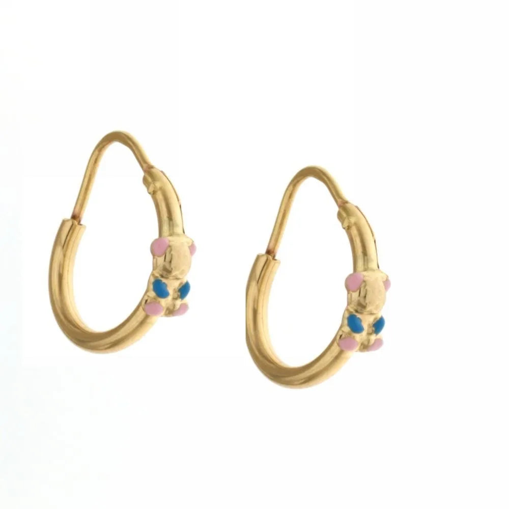 Orecchini donna oro giallo 18 kt Cerchi con orsetto