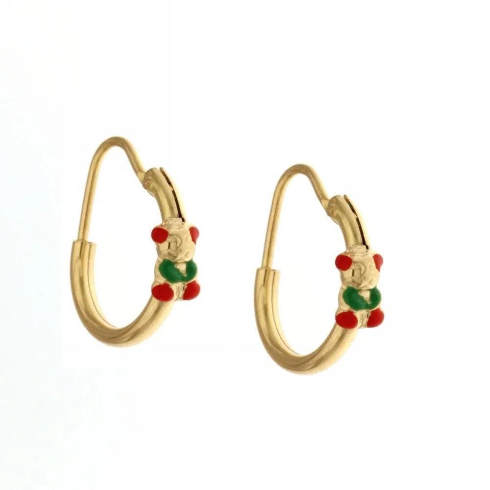 Orecchini donna oro giallo 18 kt Cerchi con orsetto