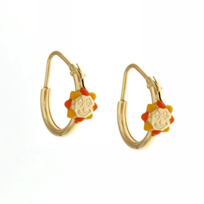 Orecchini donna oro giallo 18 kt Cerchi con sole