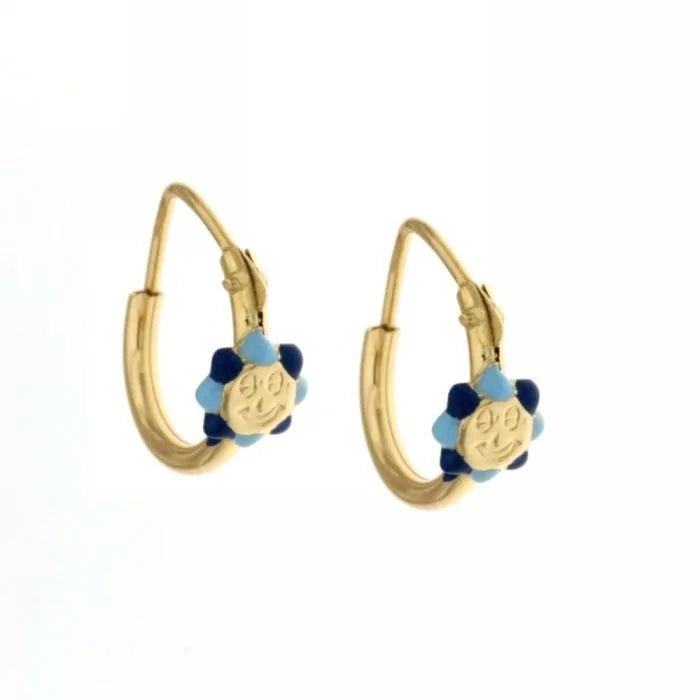 Orecchini donna oro giallo 18 kt Cerchi con sole
