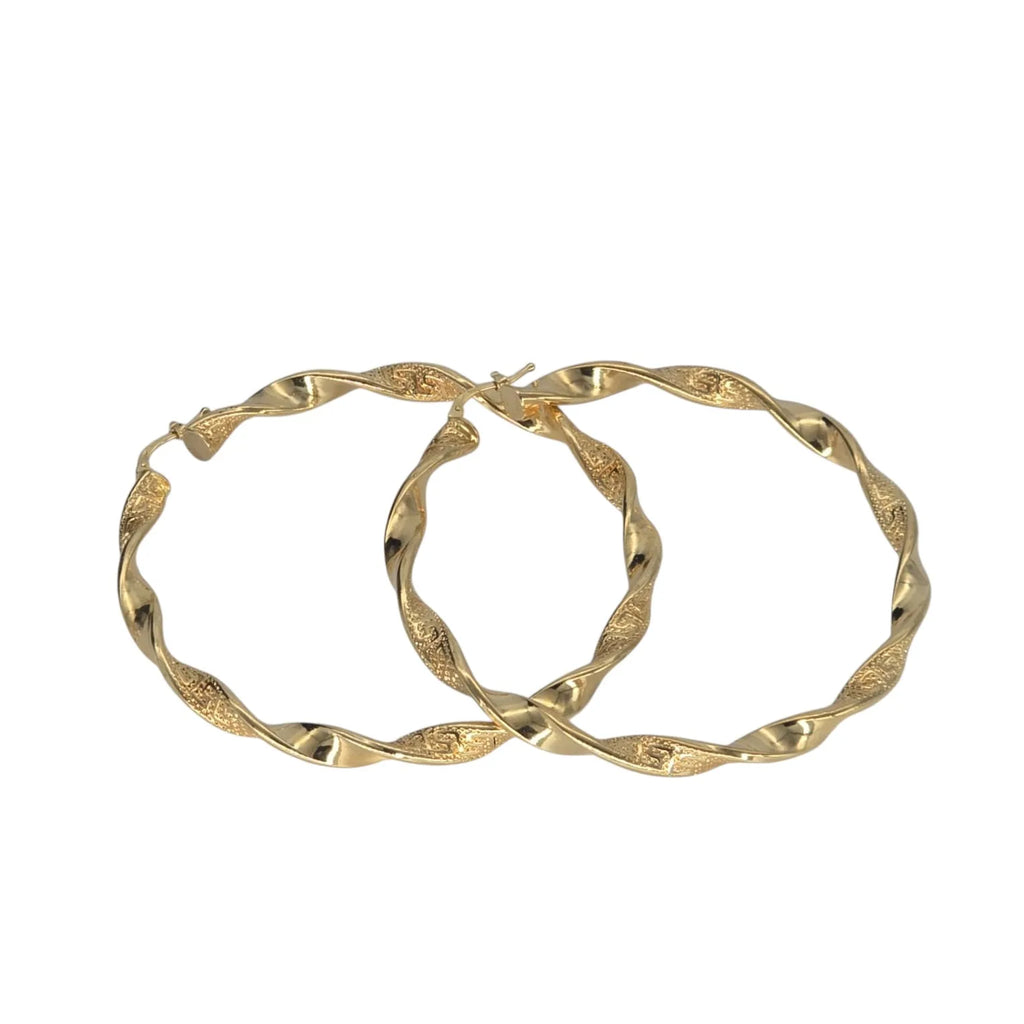 Damenohrringe aus 18 Karat Gelbgold, geflochtene Reifen, gearbeitet