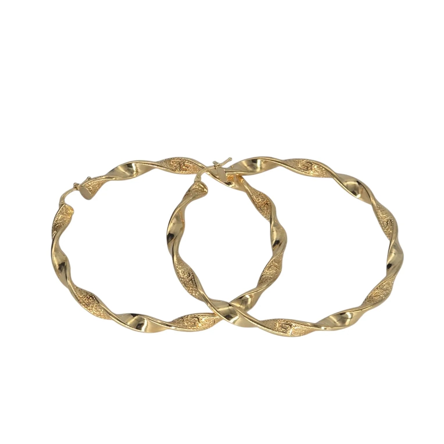 Damenohrringe aus 18 Karat Gelbgold, geflochtene Reifen, gearbeitet