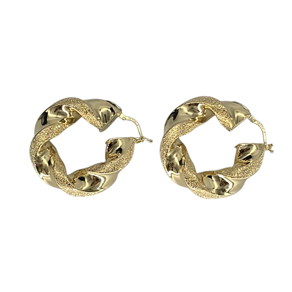 Damen-Ohrringe, 18 Karat Gelbgold, Kreise, gearbeitet