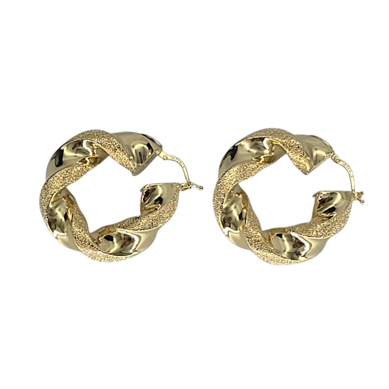 Damen-Ohrringe, 18 Karat Gelbgold, Kreise, gearbeitet