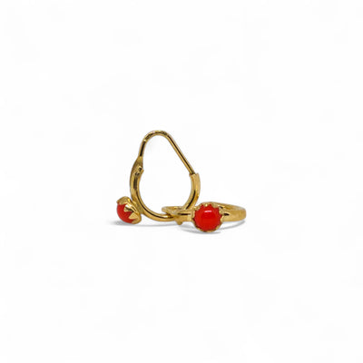 Orecchini bambina in oro giallo 750 Cerchi con corallo