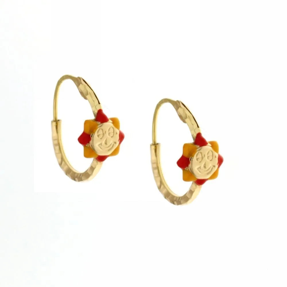 Orecchini donna oro giallo cerchi con sole