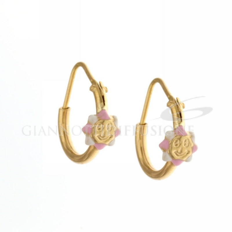 Orecchini donna oro giallo Cerchi con sole